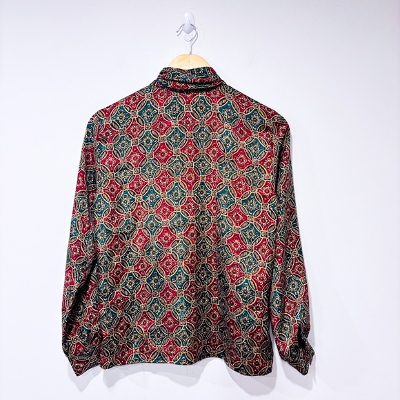WORTHINGTON Vintage silky red and green floral shirt - Picture 8 of 8